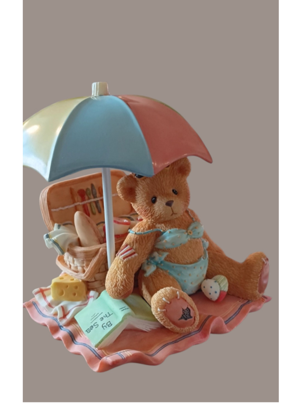 NIB Cherished Teddies Bear Beach Picnic Figurine JUDY 203491
